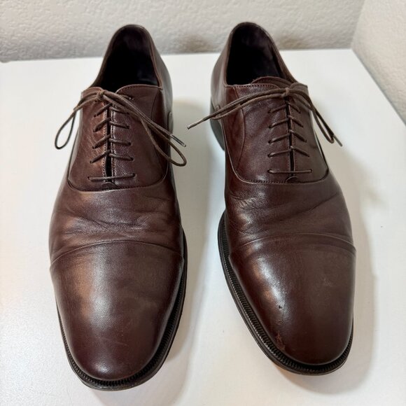 Bruno Magli Maioco Oxford Dress Shoes Brown Italy Nappa Leather Size 12 ret $395 - Picture 5 of 16